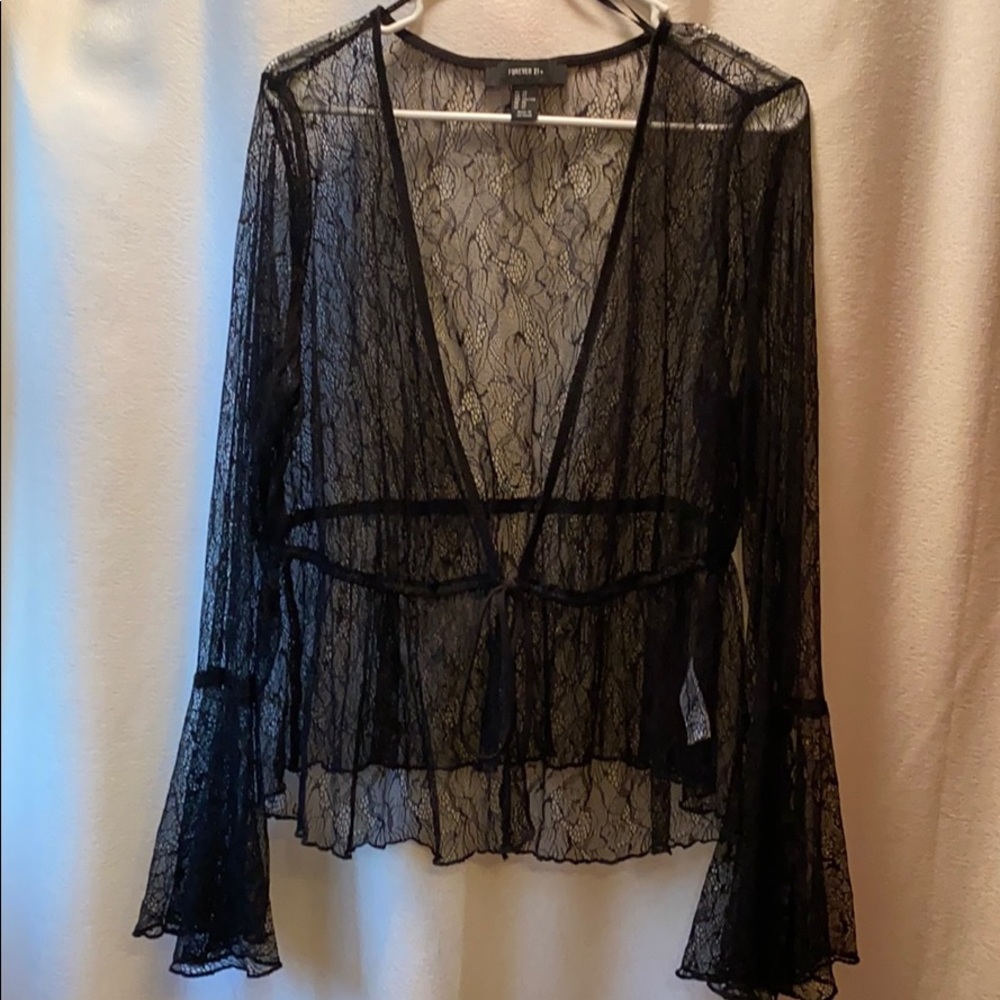 Lace tie shirt